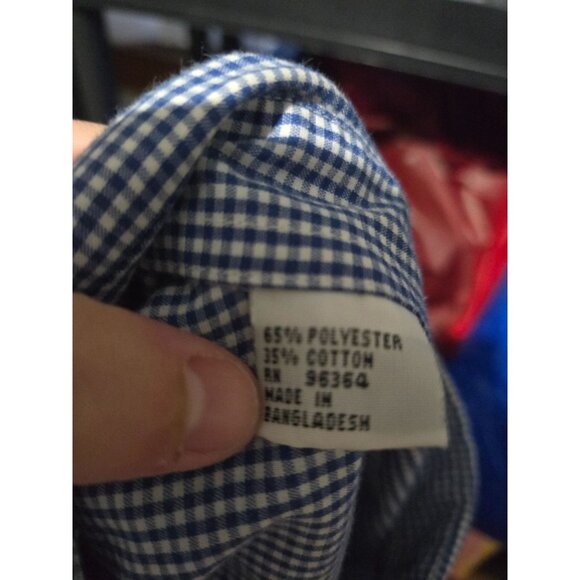 Mili Designs Women Blue Checkered Embroidered Button Up Shirt Size Large Teacher - Picture 9 of 13